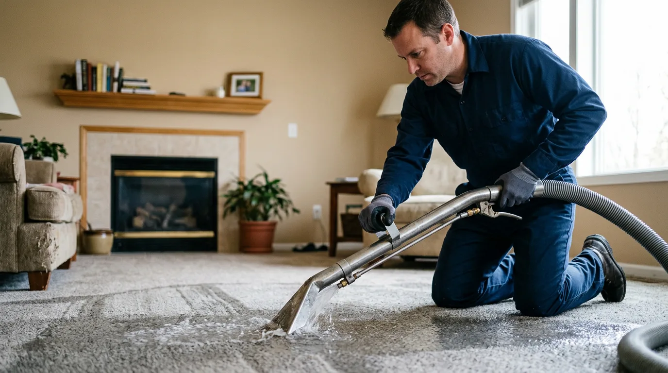 Water damage restoration technician working near Alba, MO